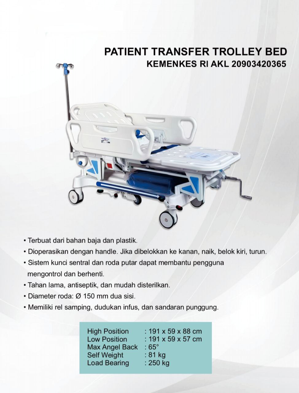 Patient Transfer Trolley Bed /Brankar